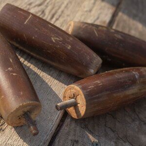 Vintage Set of 5 Inch Wooden Furniture Legs | Project Supplies | 60s 70s